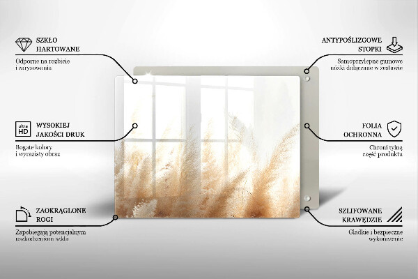 Placă sticla protectie aragaz Iarbă de pampas