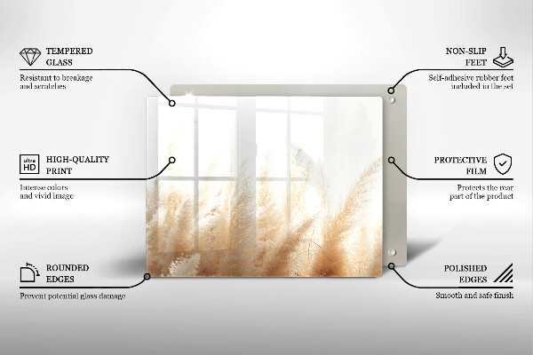 Placă sticla protectie aragaz Iarbă de pampas