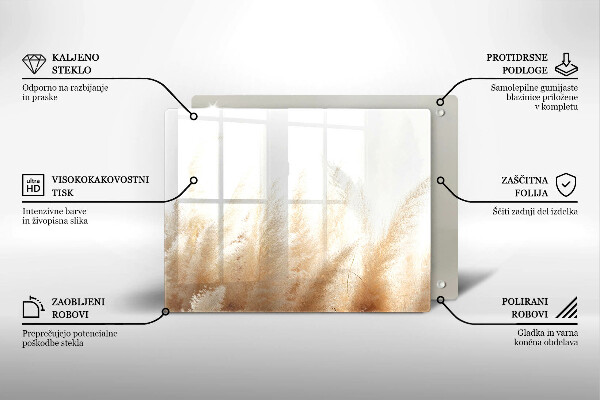 Placă sticla protectie aragaz Iarbă de pampas