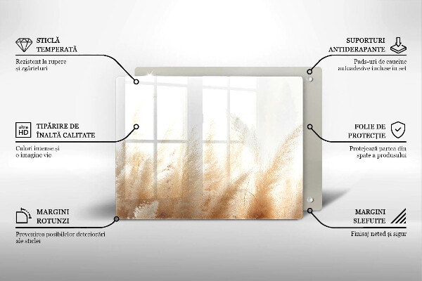 Placă sticla protectie aragaz Iarbă de pampas