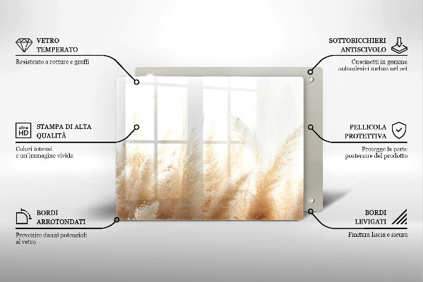 Placă sticla protectie aragaz Iarbă de pampas