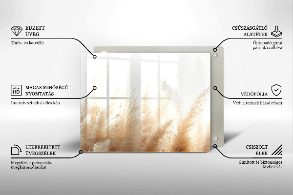 Placă sticla protectie aragaz Iarbă de pampas