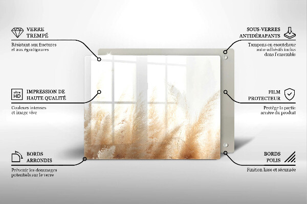 Placă sticla protectie aragaz Iarbă de pampas