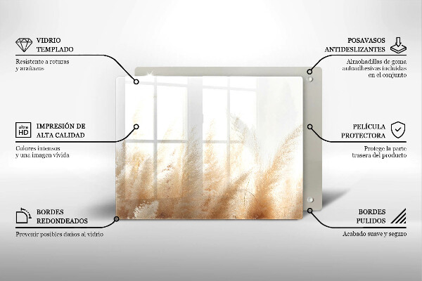 Placă sticla protectie aragaz Iarbă de pampas