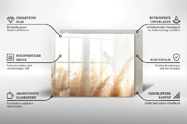 Placă sticla protectie aragaz Iarbă de pampas