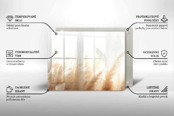 Placă sticla protectie aragaz Iarbă de pampas