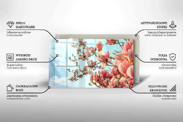 Placă sticla protectie aragaz Arborele cu flori roz