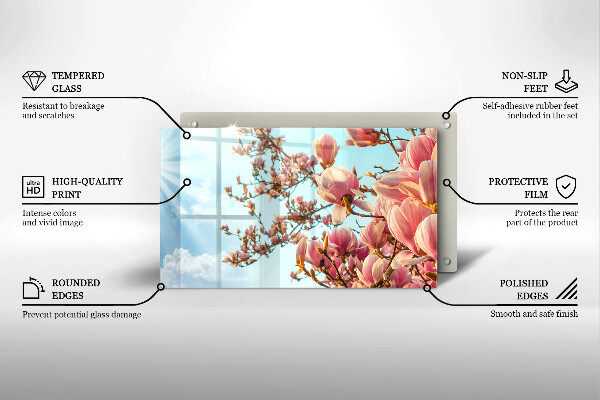 Placă sticla protectie aragaz Arborele cu flori roz