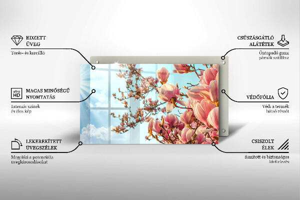Placă sticla protectie aragaz Arborele cu flori roz