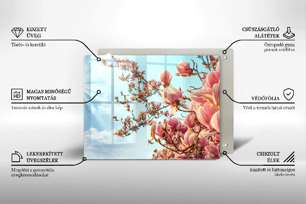 Placă sticla protectie aragaz Arborele cu flori roz