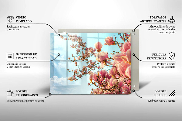 Placă sticla protectie aragaz Arborele cu flori roz