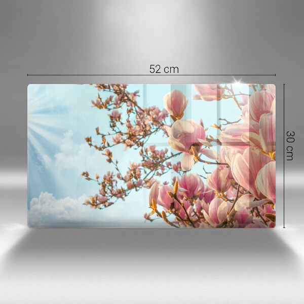 Placă sticla protectie aragaz Arborele cu flori roz