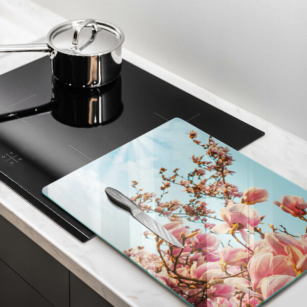 Placă sticla protectie aragaz Arborele cu flori roz