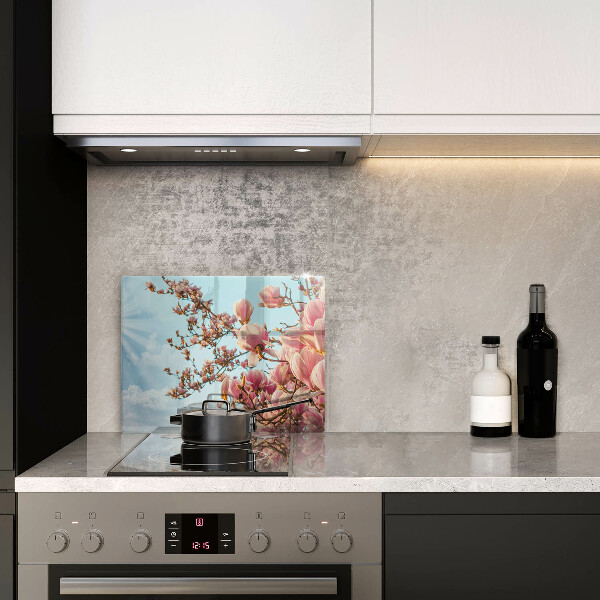 Placă sticla protectie aragaz Arborele cu flori roz