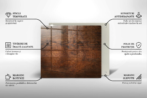 Placă sticla protectie aragaz Scândură din lemn de culoare închisă