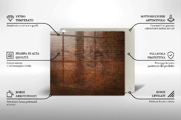 Placă sticla protectie aragaz Scândură din lemn de culoare închisă