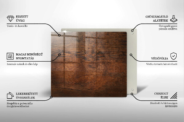 Placă sticla protectie aragaz Scândură din lemn de culoare închisă