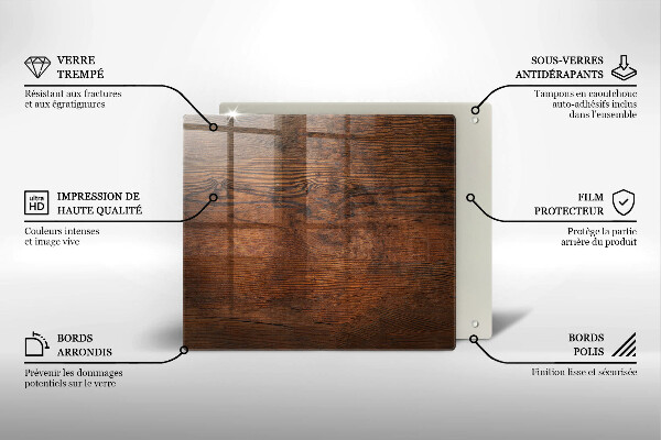 Placă sticla protectie aragaz Scândură din lemn de culoare închisă