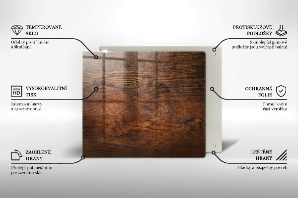 Placă sticla protectie aragaz Scândură din lemn de culoare închisă