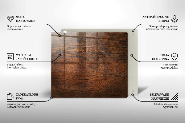 Placă sticla protectie aragaz Scândură din lemn de culoare închisă