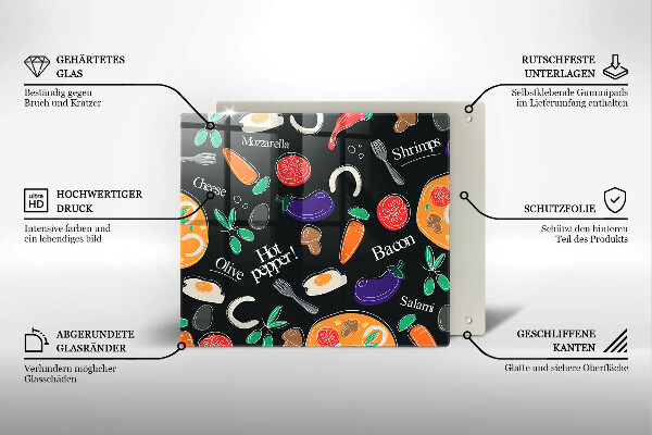 Placă protecție plita Ilustrație alimentară