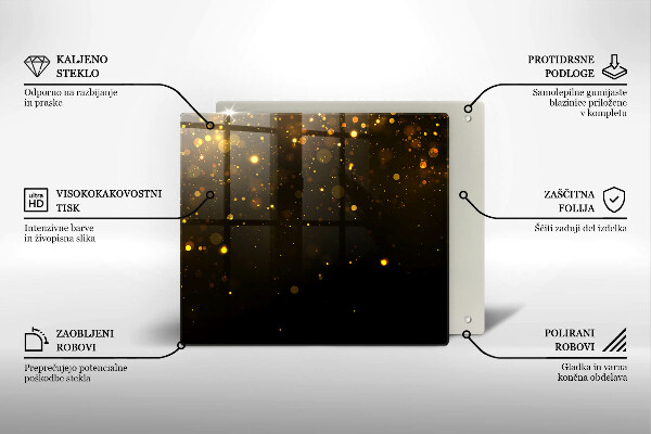 Placă sticla protectie aragaz Sclipici auriu