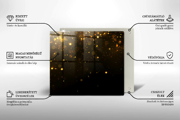 Placă sticla protectie aragaz Sclipici auriu
