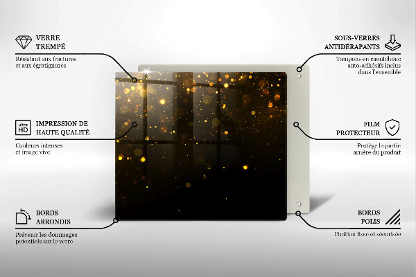 Placă sticla protectie aragaz Sclipici auriu