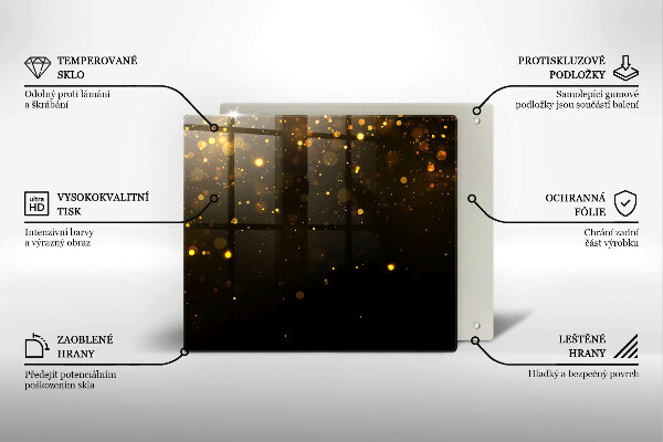 Placă sticla protectie aragaz Sclipici auriu