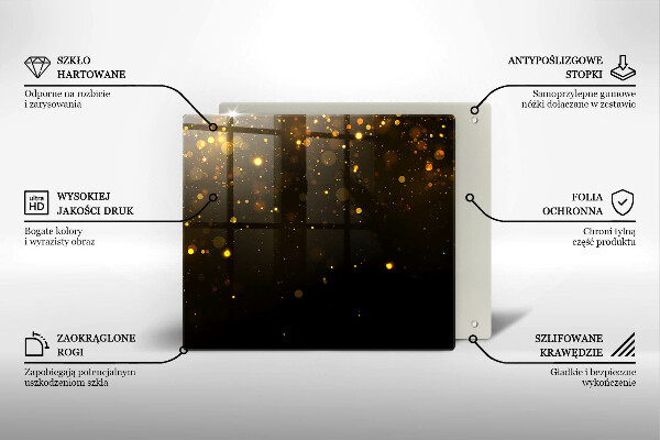 Placă sticla protectie aragaz Sclipici auriu