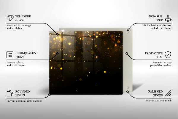 Placă sticla protectie aragaz Sclipici auriu