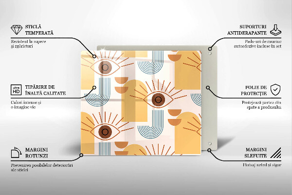 Placă protecție plita Model de ochi boho