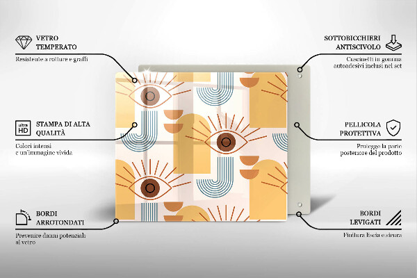 Placă protecție plita Model de ochi boho