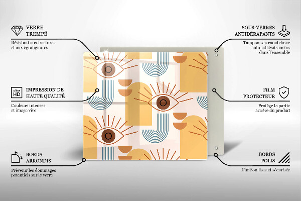 Placă protecție plita Model de ochi boho