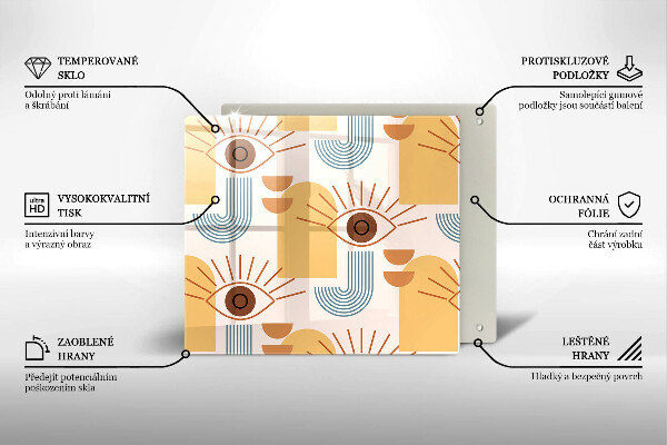 Placă protecție plita Model de ochi boho