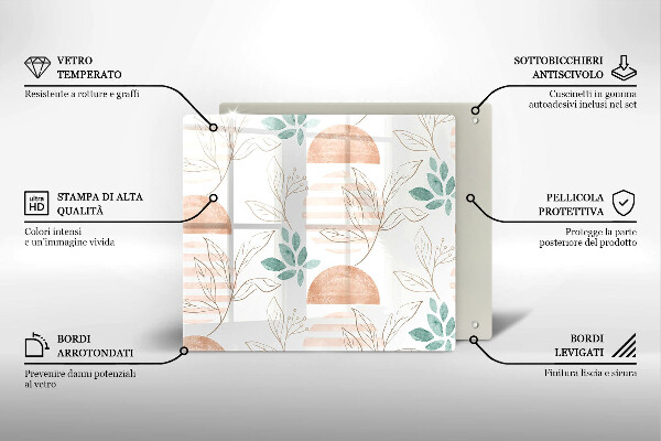 Placă protecție plita Model de frunze boho