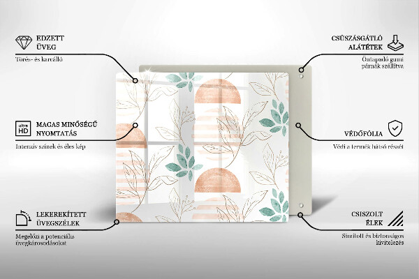 Placă protecție plita Model de frunze boho