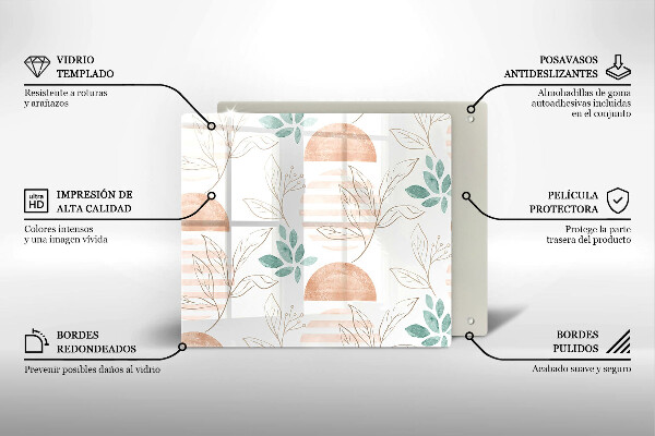 Placă protecție plita Model de frunze boho