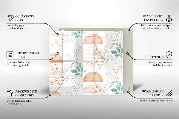 Placă protecție plita Model de frunze boho