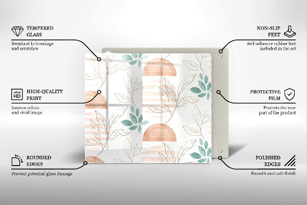 Placă protecție plita Model de frunze boho