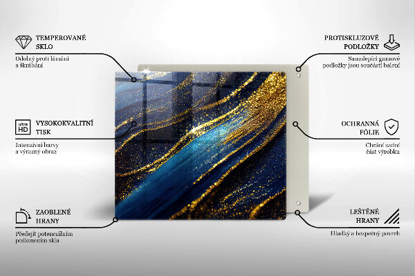 Placă sticla protectie aragaz Abstracție bleumarin