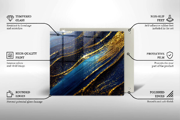 Placă sticla protectie aragaz Abstracție bleumarin