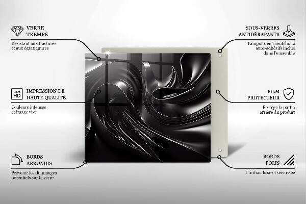 Placă sticla protectie aragaz Masă neagră abstractă