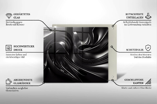 Placă sticla protectie aragaz Masă neagră abstractă