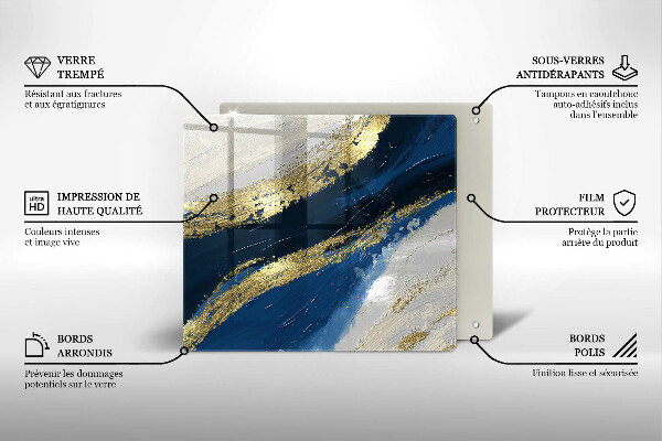 Placă sticla protectie aragaz Textura cu aur