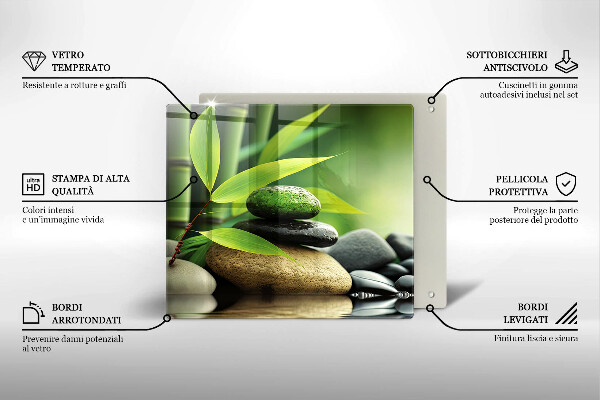 Placă sticla protectie aragaz Pietre de bambus zen
