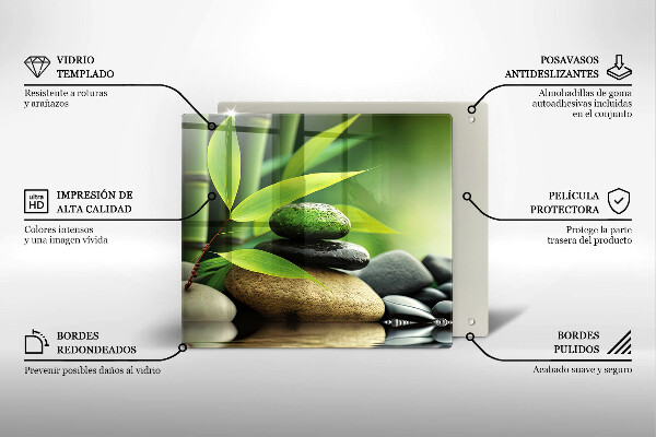 Placă sticla protectie aragaz Pietre de bambus zen