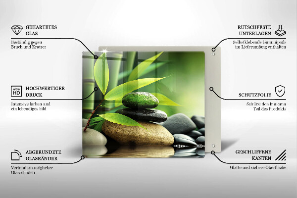 Placă sticla protectie aragaz Pietre de bambus zen