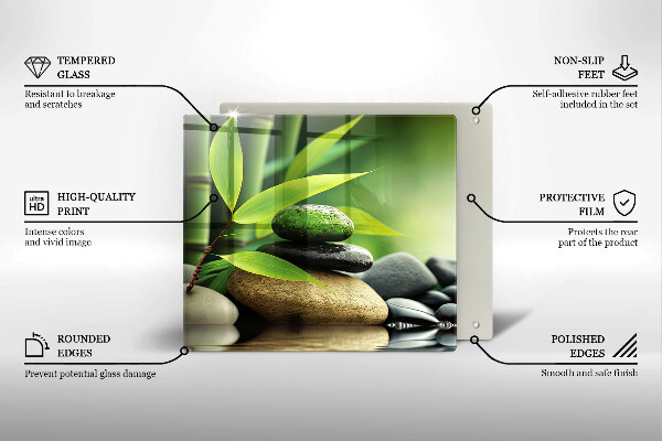 Placă sticla protectie aragaz Pietre de bambus zen