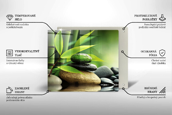 Placă sticla protectie aragaz Pietre de bambus zen